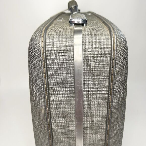 Vintage American Tourister Tri Taper Grey Suitcase Luggage Hard Shell Plaid 50s - Picture 5 of 16